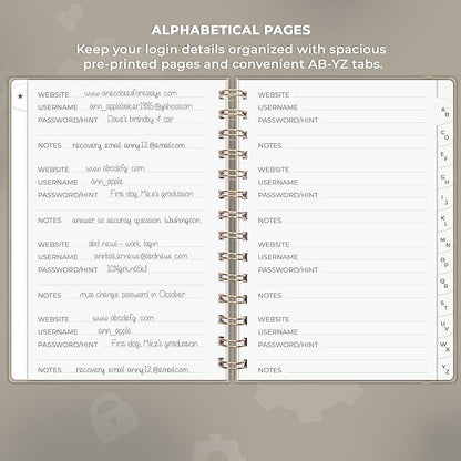 Clever Fox Password Book Spiral – Internet Address & Password Organizer - Image 3