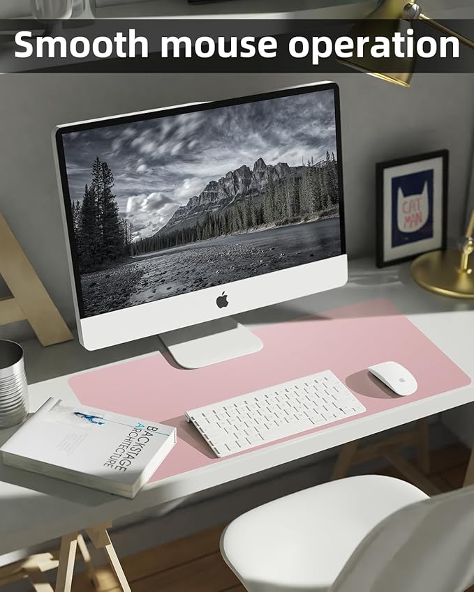 Pink Leather Desk Mat, Large Mouse Pad & Laptop Mat - Image 5