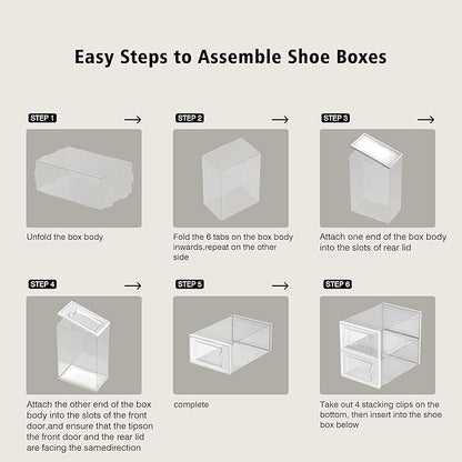 SEE SPRING 12 Pack Shoe Storage Box, Space Saving Foldable Shoe Rack Sneaker - Image 8