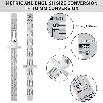 2 Pieces 6 Inch 15 cm Pocket Ruler Flexible Precision Stainless Steel Ruler - Image 2