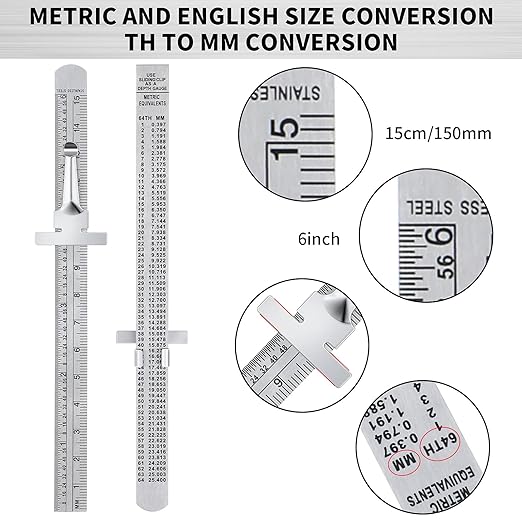 3 Pieces 6 Inch 15 cm Pocket Ruler Flexible Precision Stainless Steel Ruler - Image 2