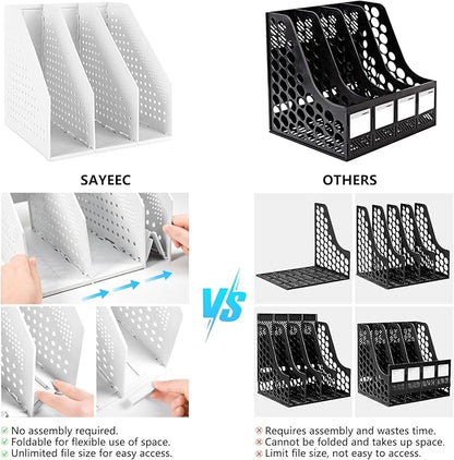 SAYEEC 1Pcs Collapsible Plastic Magazine File Holder Vertical Binder Storage - Image 6