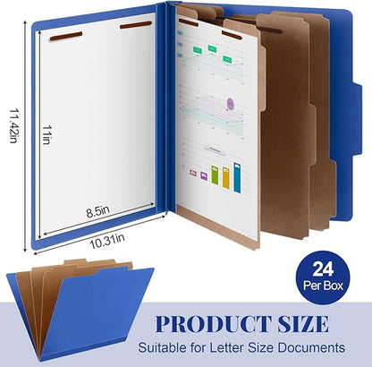 Skyygemm 24 Pcs Classification Folders Letter Size, 3 Divider Pressboard File - Image 2