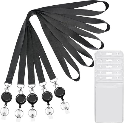 YOUOWO 5 Pack Black Lanyards by YOUOWO