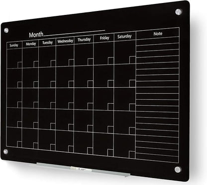 J&J worldwide Magnetic Whiteboard Calendar, 47 x 35 Black Glass Wall Calendar by JJworldwide