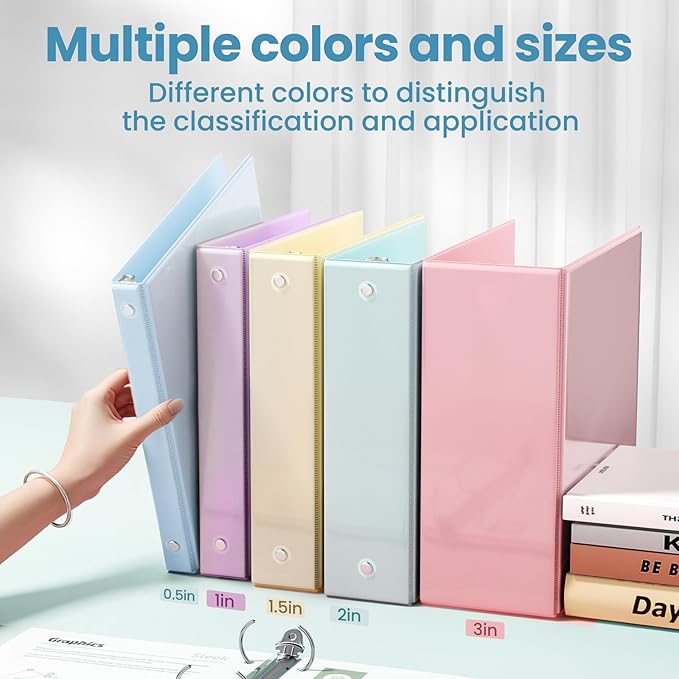 SUNEE 3 Ring Binder 1.5 Inch 1 Pack, Pastel Blue - Image 5