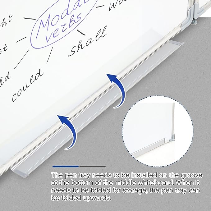 96” x 40 ” Foldable Whiteboard Dry Erase Board Large Tri Folding Whiteboard - Image 7