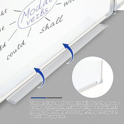 96” x 40 ” Foldable Whiteboard Dry Erase Board Large Tri Folding Whiteboard - Image 7