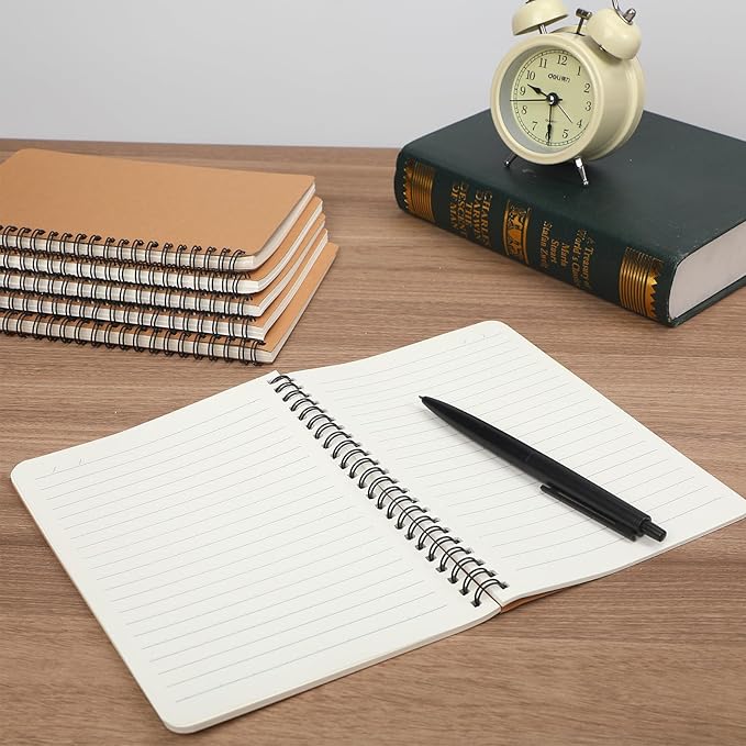 miikoul 60 Packs A5 Spiral Lined Notebooks, Kraft Paper Cover, 60 Sheets/120 - Image 5
