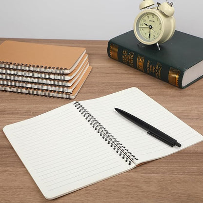 miikoul 100 Packs A5 Spiral Lined Notebooks, Kraft Paper Cover, 60 Sheets/120 - Image 5