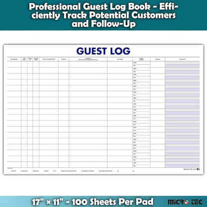 Guest Log Book for Automotive Dealerships – Customer Sign-in Tracking Log – 17" - Image 4