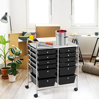 LDAILY 12 Drawer Rolling Storage Cart, Craft Cart Organizer on Wheels w/Metal - Image 8