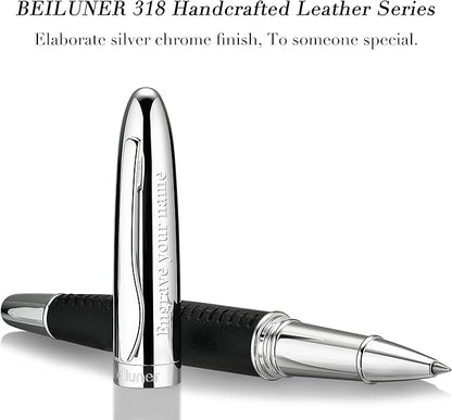 BEILUNER 318 Luxury Personalized Leather Pen, Hand-Stitched Premium Black - Image 4