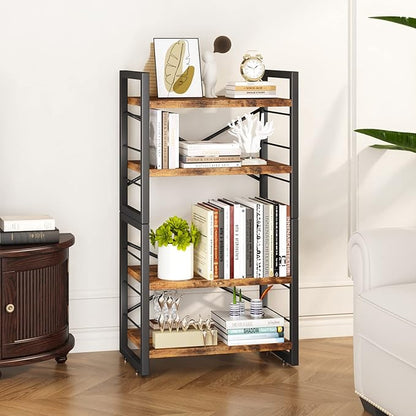 Homeiju Bookshelf, Dorm Desk Hutch, Desk Shelf Organizer, 4 Tier Stackable - Image 6