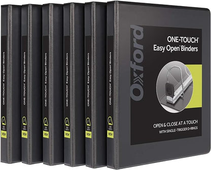 Oxford 3 Ring Binders, 0.5 inch ONE-Touch Easy Open D Rings, Durable Binders by Oxford