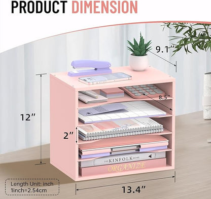 SHARKWOODS 5-Tier Wood Desk Organizer, Paper Tray Organizer - Image 3