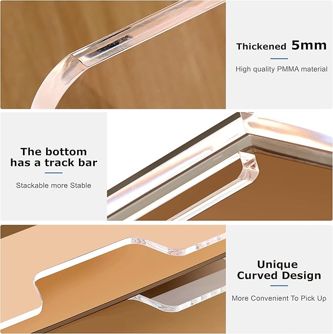 SANRUI 4 Tier Acrylic Paper Letter Tray Desk Stackable Organizer Trays，Clear - Image 6
