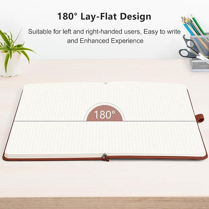 RETTACY Bullet Dotted Journal Notebook, 256 Pages, A5 Medium Size, Leather - Image 6