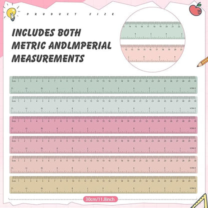 ForraFun 120 Pcs 12 Inch Plastic Ruler Bulk Colorful Transparent Ruler - Image 2