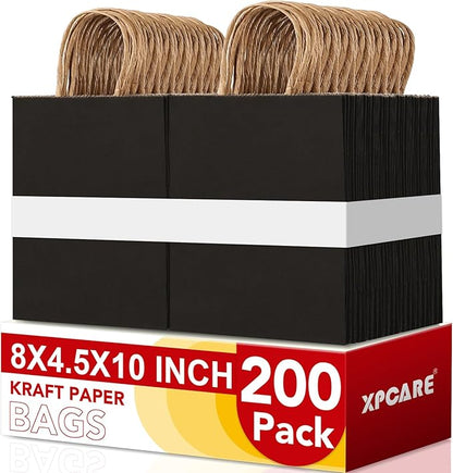 XPCARE 200Pack Paper Bags 8x4.5x10 Inch, Plain Medium Paper Bags by XPCARE