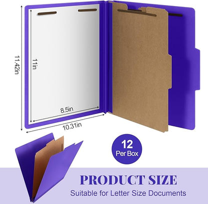 Skyygemm 12 Pcs Classification Folders Letter Size, 1 Divider Pressboard File - Image 2