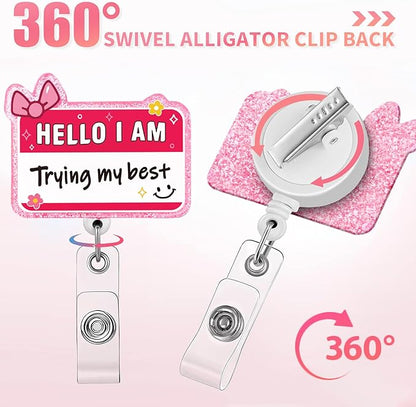 Aoryalps Trying My Best Retractable Badge Reel Holder Retractable - Image 4