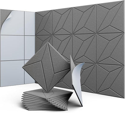 UNECHO 12 Pack 12" X 12" X 0.4" Acoustic Panels by UNECHOACOUSTIC