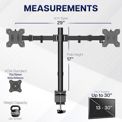 VIVO Dual Monitor Desk Mount, Holds 2 Computer Screens up to 30 inches and - Image 4