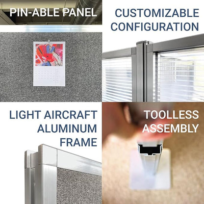 Versare Hush Panel Cubicle Kit | Workstation Partition Walls | Sound Dampening - Image 6