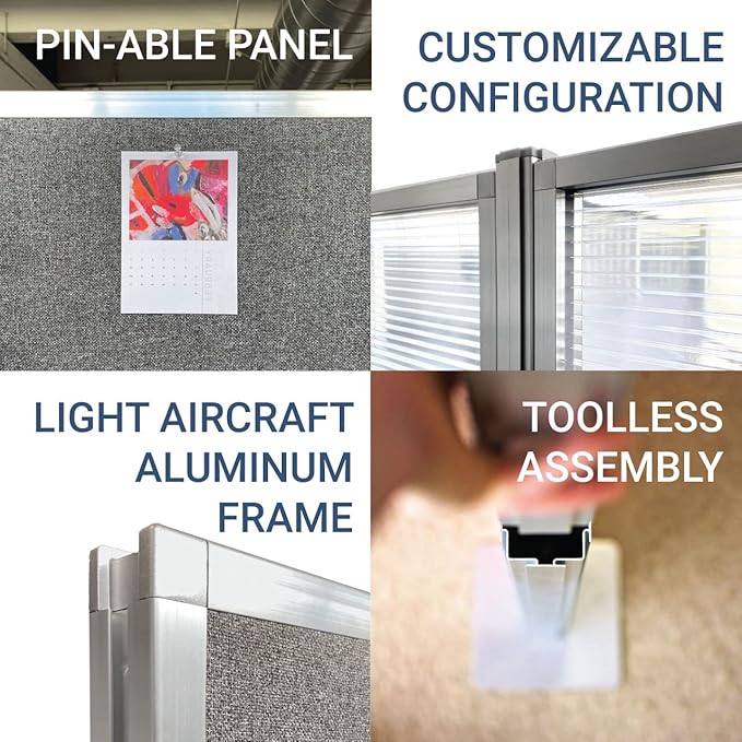 Versare Hush Panel Cubicle Kit | Workstation Partition Walls | Sound Dampening - Image 2