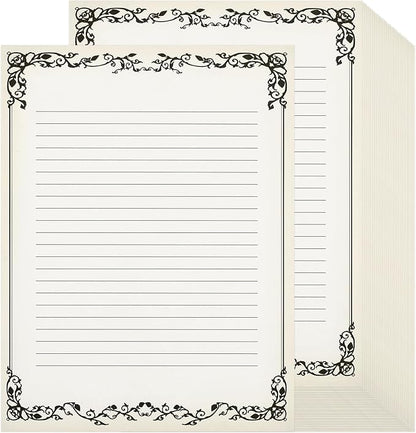 Sabary 200 Sheets Lined Stationary Writing Paper 8.5 x 11 Inch Fancy Vintage by Sabary