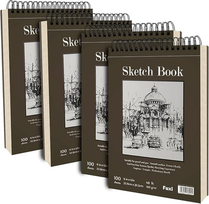 9 x 12 inches Sketch Book, Top Spiral Bound Sketch Pad, 4 Pack 100 Sheets Each - Image 9