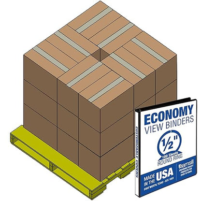 Samsill Economy 0.5 Inch 3 Ring Binder Bulk Pallet, Made in The USA, Round Ring by Samsill