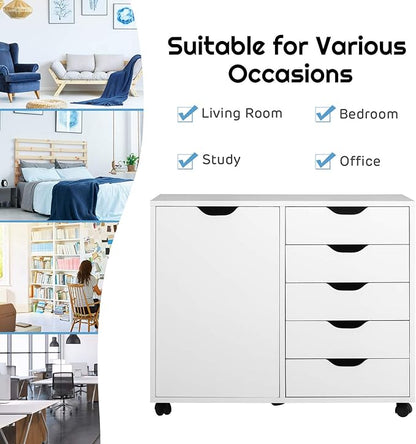 Giantex File Cabinet, Mobile Lateral Filing Cabinet - Image 4