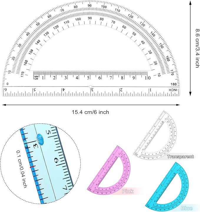 Zonon 100 Pack 6 Inch Plastic Protractor Christian Charity Donation 180 Degrees - Image 2