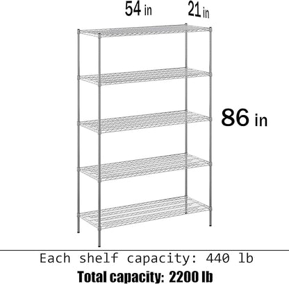 Regal Altair 21" Deep x 54" Wide x 86" Height Wire Shelving Kit | 5-Tier | NSF - Image 3