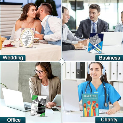 Acrylic Sign Holder 5x7 Inches, 16 Pack Clear Plastic Table Paper Display Stand - Image 6