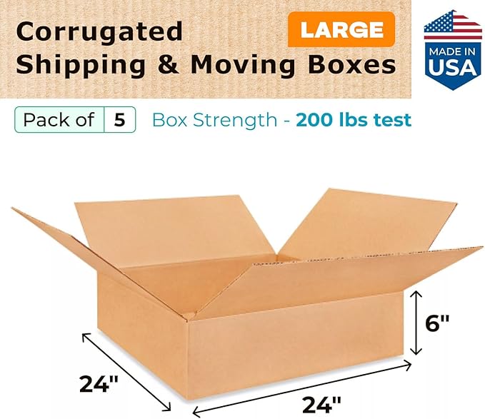 Large Shipping & Moving Boxes 24 x 24 x 6 inches - Image 2