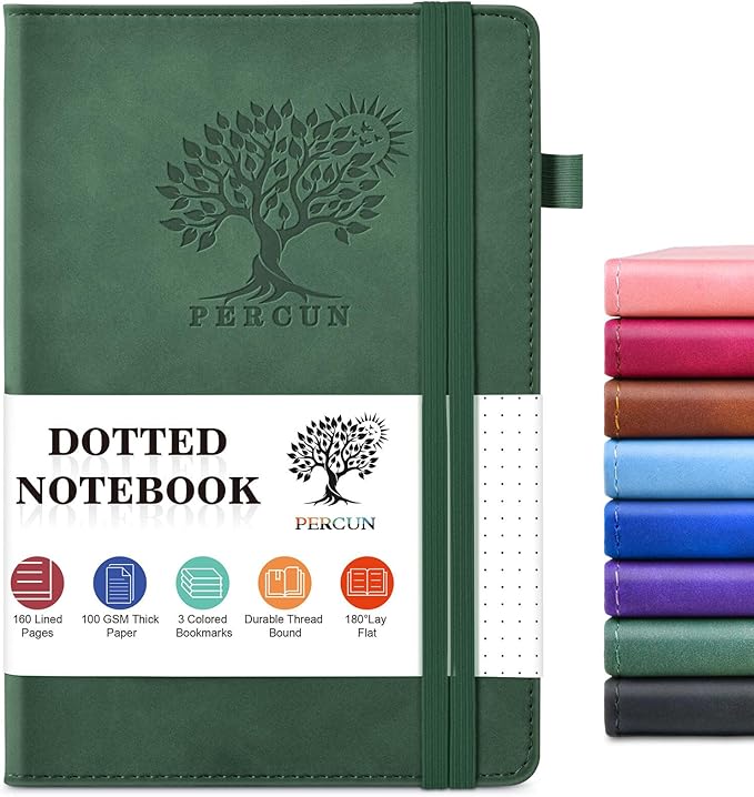 PERCUN Dotted Journal Notebook for Men & Women, 160 Pages Dot Grid notebook for by PERCUN