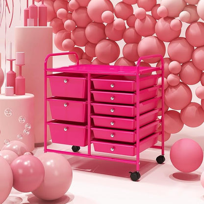LDAILY 9 Drawer Rolling Storage Cart, Rolling Cart - Image 7