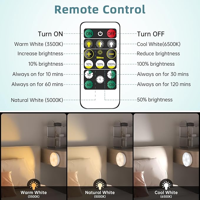 LED Closet Step Lights Motion Sensor Puck Light Compatible - Image 3