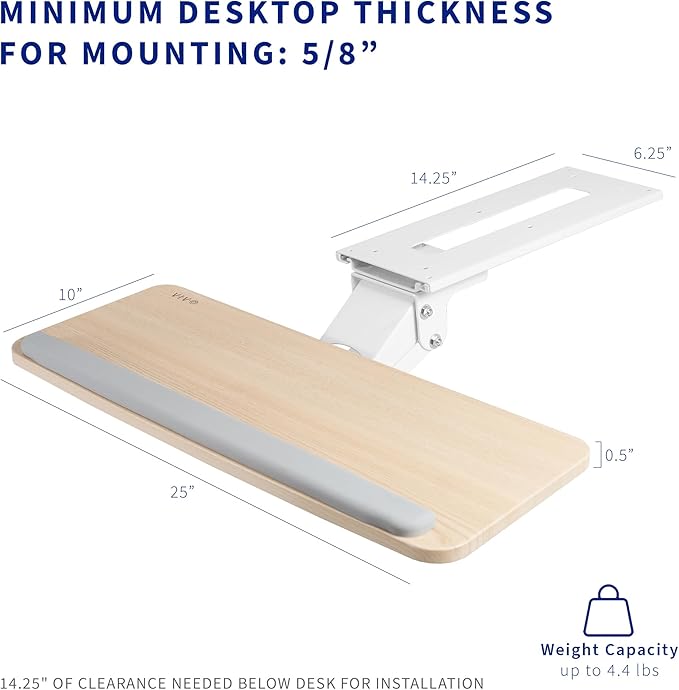 VIVO Adjustable Computer Keyboard and Mouse Platform Tray Ergonomic Under Table - Image 5