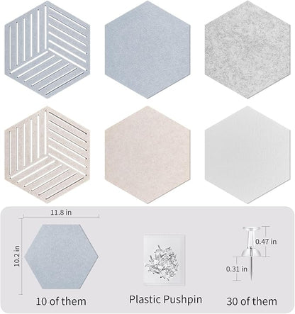 12'' Medium Hexagon Cork-Bulletin Board Tiles Adhesive 10PCS 12x10 inch - Image 6