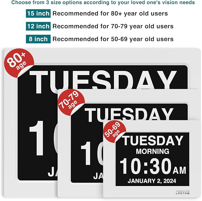 American Lifetime 【New 2024 Dementia Clock Large Digital Clock - Image 2