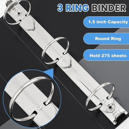 Henoyso 12 Pcs 3 Ring 1.5 Inch Binders Fits 8.5 x 11 Inch Letter Size Paper - Image 4
