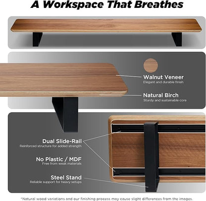 ULTRARM Moodular Wooden Monitor Stand 45.6” Large Desk Organizer - Image 3