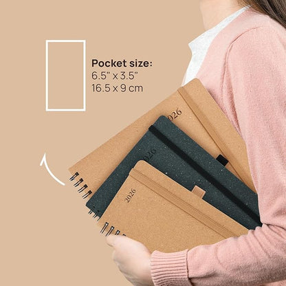 POPRUN 2026 Recycled Weekly Planner 12 Months Pocket Size - Image 2