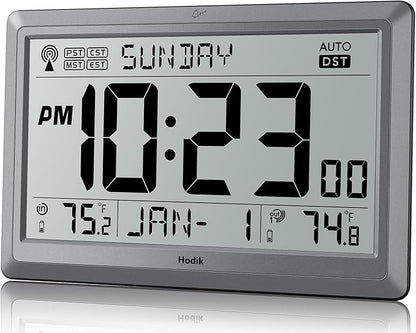 Wall Clock Atomic with Indoor Outdoor Temperature Battery Powered, Easy Reading - Image 8