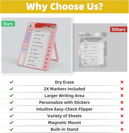 2-Pack Magnetic Chore Chart for Kids, ADHD Task Tracker Easy-Check Routine Dry - Image 7