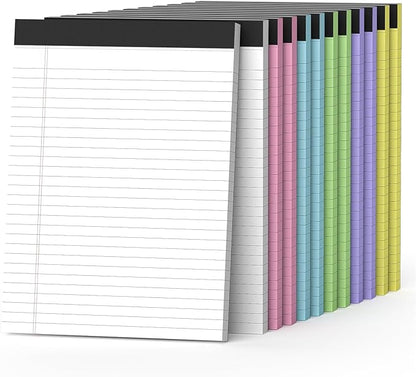 Nichela 12 Pack Colored Legal Pads 8.5" x 11" Note Pads Wide Ruled Lined Paper by Nichela